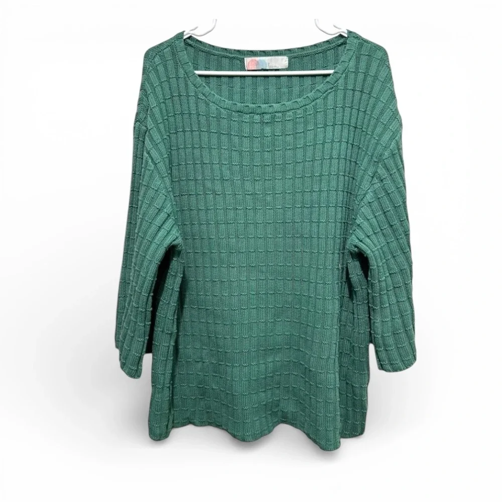 Free People FP Beach Kenzie Sweater Frosty Spruce Green Ribbed Knit Size M‎